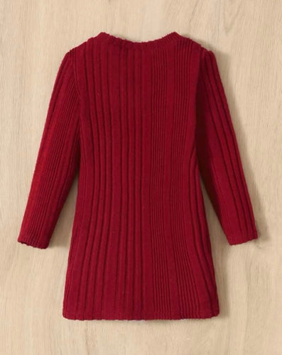 Festive red knit dress