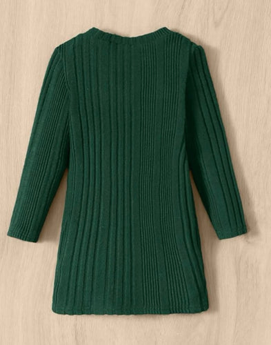 Festive green knit dress