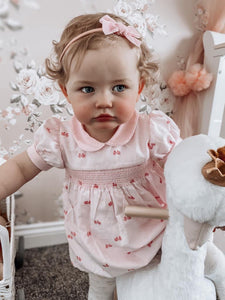 Blush pink smocked Spanish dress